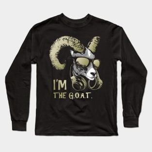 I'm The Goat Bling Cool and Funny Music Animal with Headphones and Sunglasses Long Sleeve T-Shirt